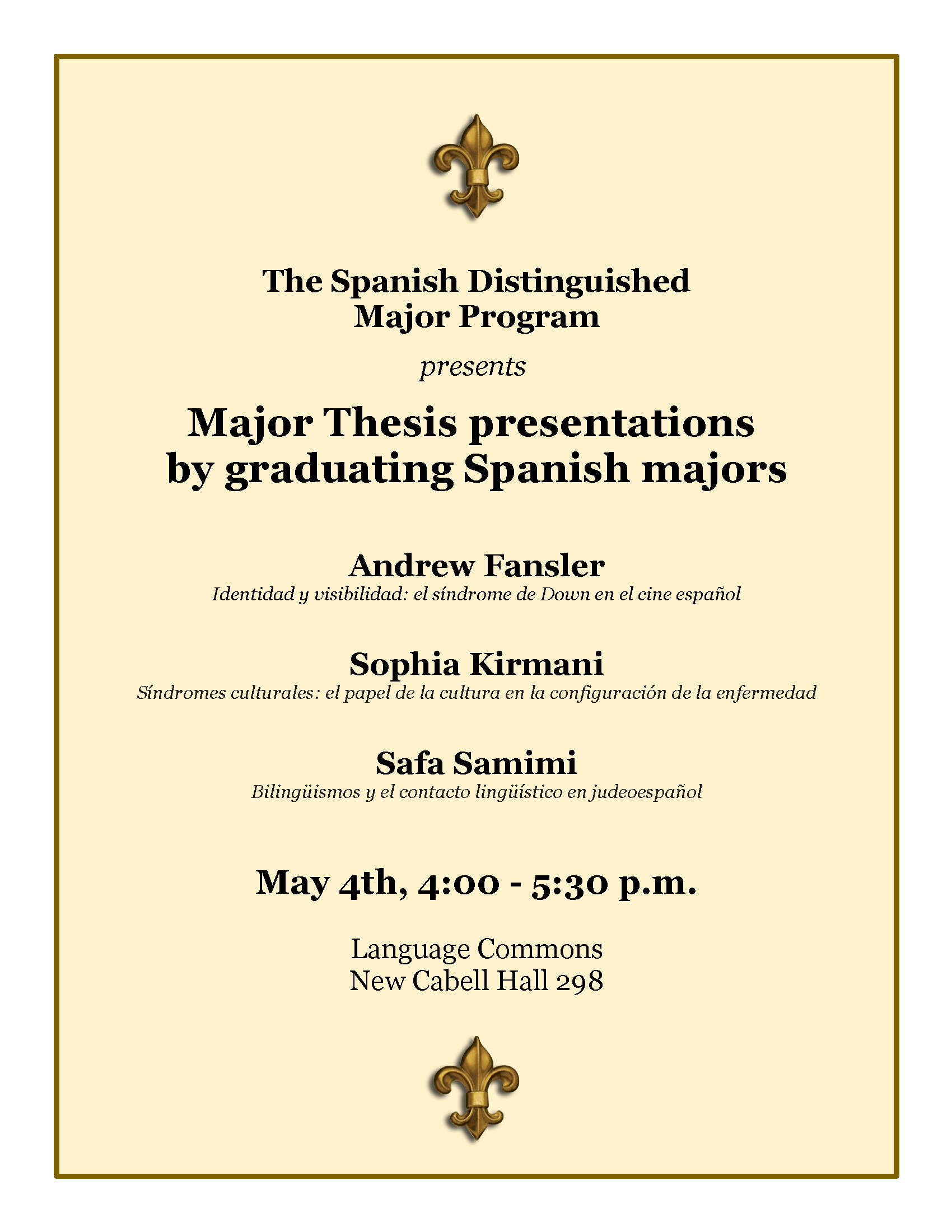 Spanish Distinguished Major Thesis Presentation