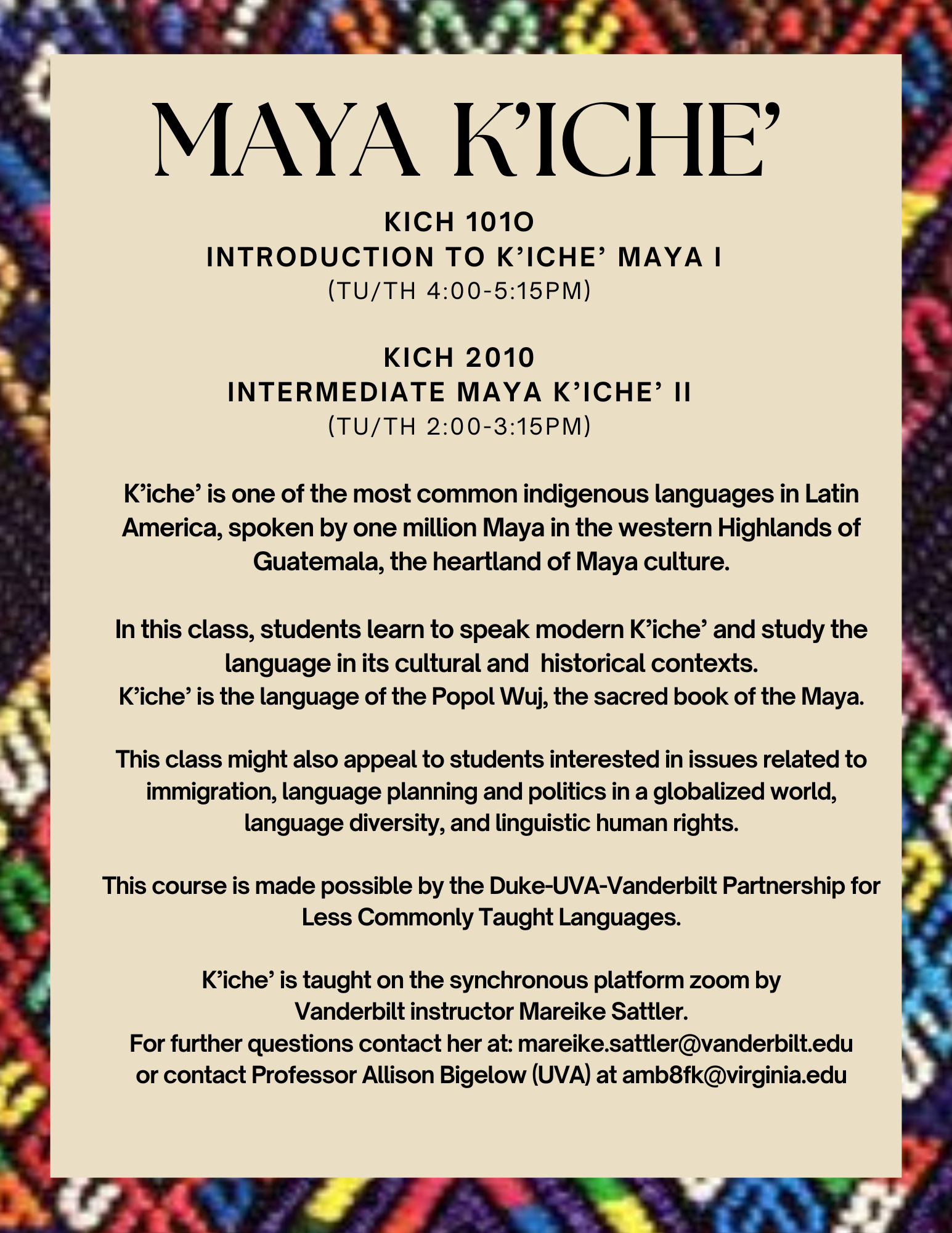 Fall 24 Maya K'iche' Courses